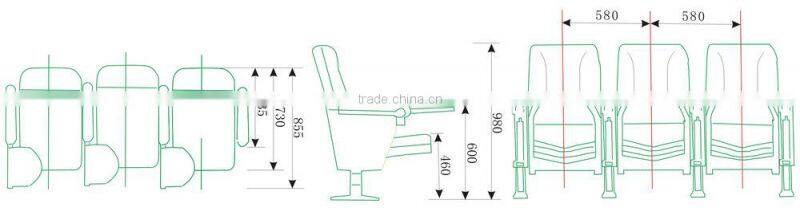 Cheap Theater furniture type foldable auditorium chair HJ62A-L