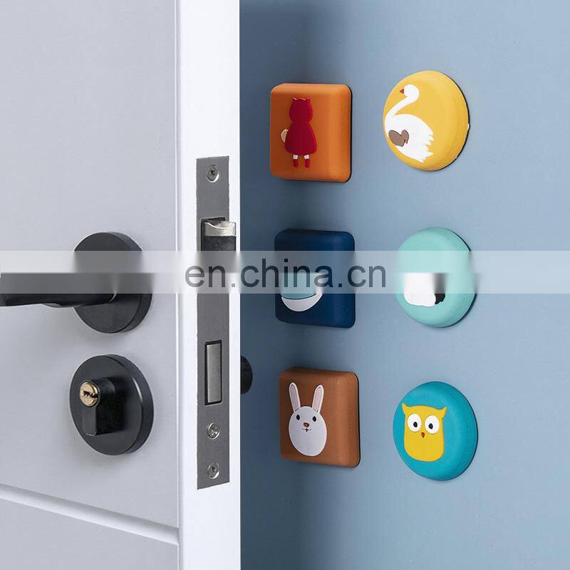 Cartoon Door Stopper Silicone Self Adhesive Wall Protectors Door Handle Bumpers Buffer Guard Stoppers Silencer Crash Pad