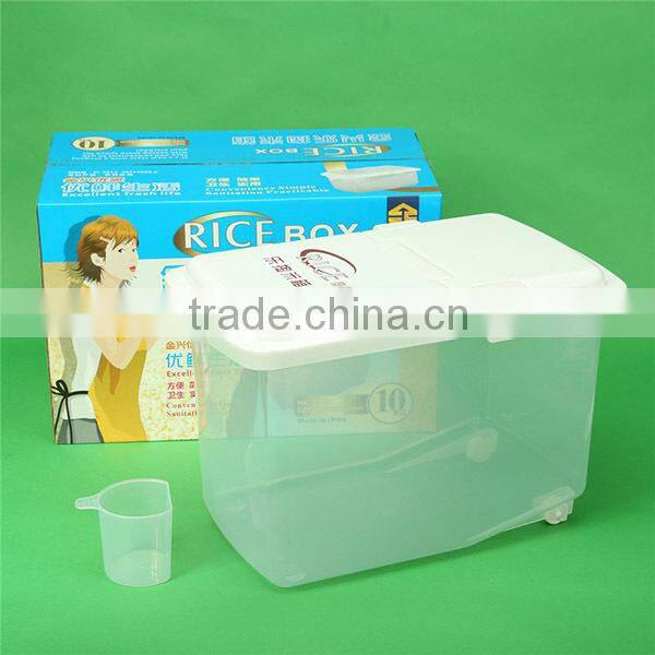 Transparent 15L Plastic Rice Storage Container with Wheel