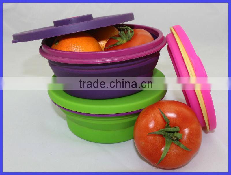 Floding Collapsible Silicone Take Away Lunch Box