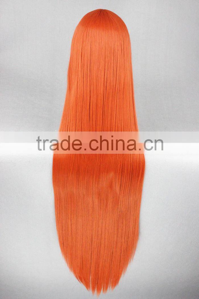 High Quality 100cm Long Orange Cosplay Hair Wig Bleach Synthetic Anime Wig