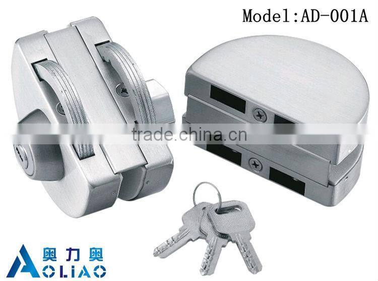 High quality tempered frameless SS or polish finish glass door lock for double door in glass