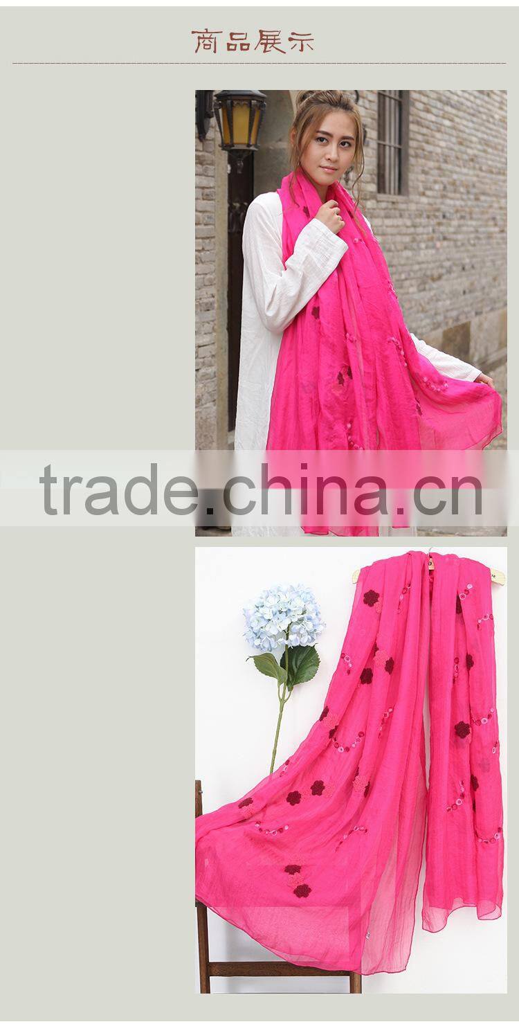 Wholesale Korean Fashion Women Colorful Flower Embroidered Scarves
