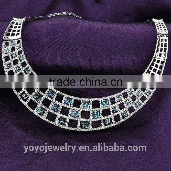 New model choker gold crystal latest design saudi gold jewelry necklace