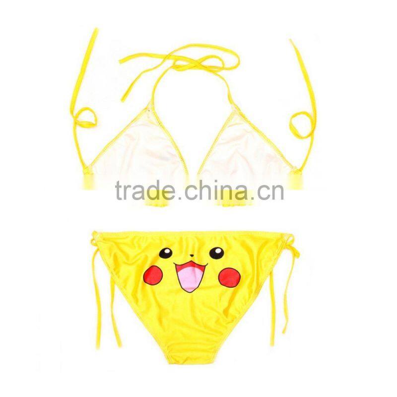 Cartoon Digital Print Sexy Transparent Bikini with Small MOQ