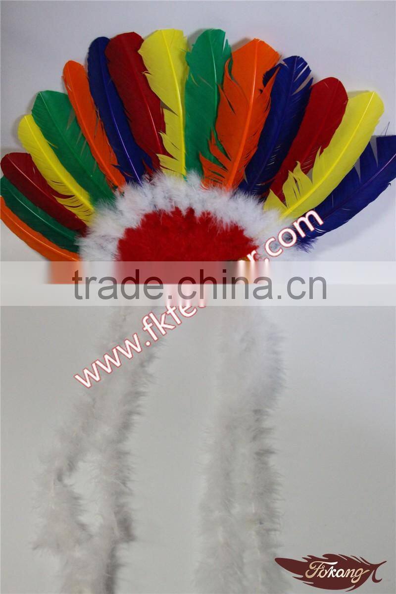 New Products 2016 Feather Headpiece Carnival Turkey Feather Headdress For Samba