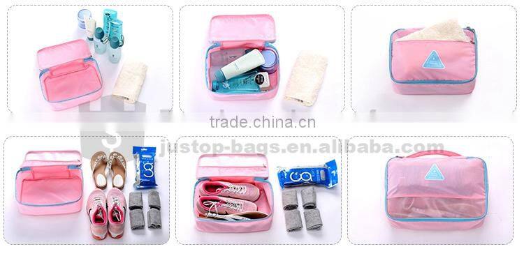 Justop New Arrival 4 in 1 Travel Organizer Bag For Clothes Storage Pouch Fashion Folding Toiletry Bags set
