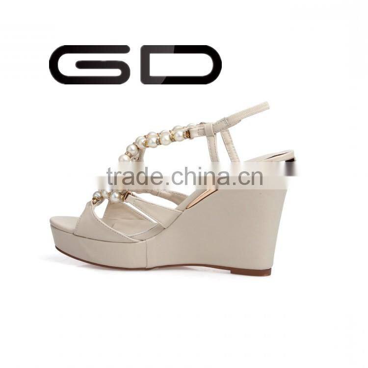 GDSHOE comfortable bridal slingback sandals shoes with beads