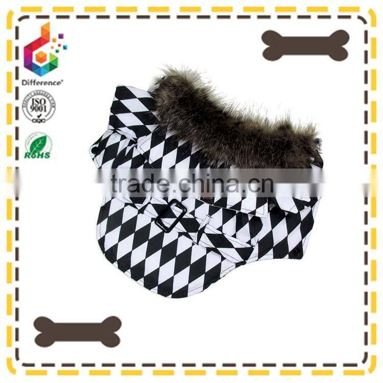 Pet warm coat with checks
