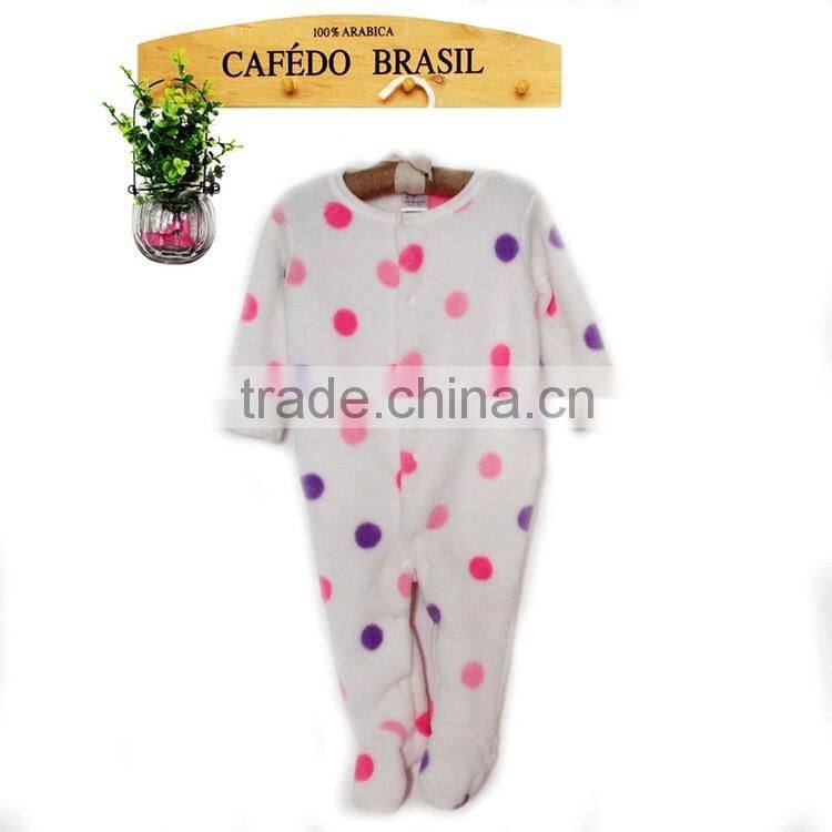 2016 fashion soft long sleeve girl baby romper clothes with print dot