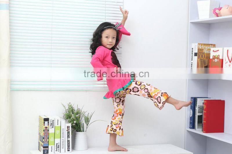 Wholesale childrens boutique clothing 2016 kids girls long sleeve dress ruffle clothes baby flower print sets prisnickety remake