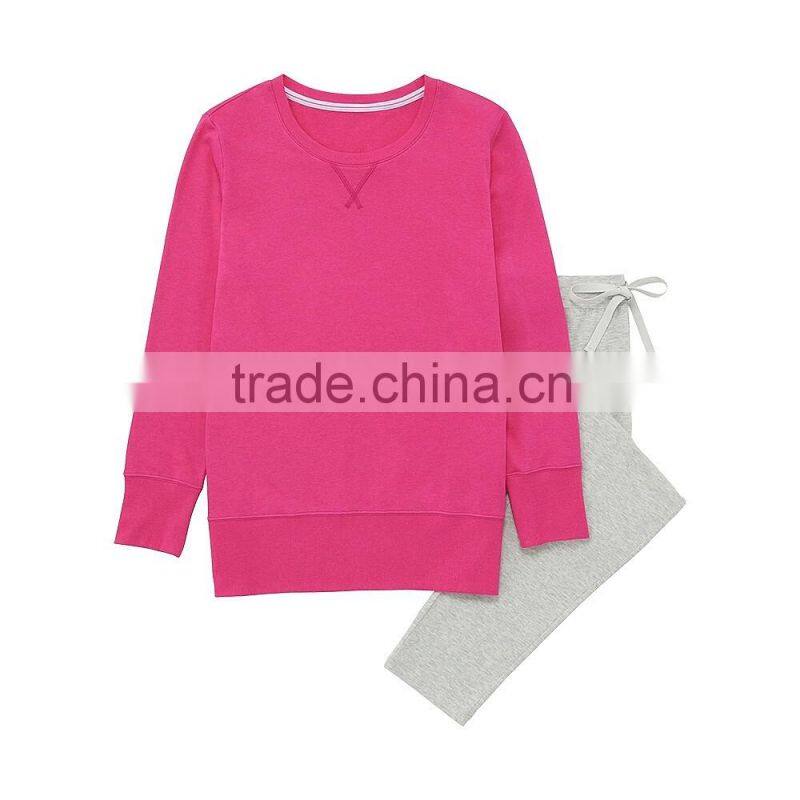 Basic women french terry sleepwear knitted fabric soft handle feel