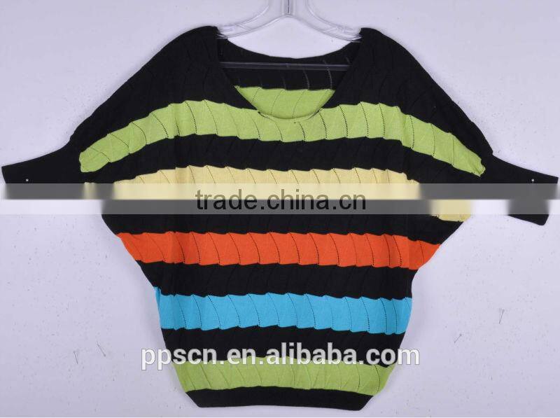 2016 new arrival fashion bat sleeve colorful nice women sweater, sweater factory , cheap wholeale sweater in China