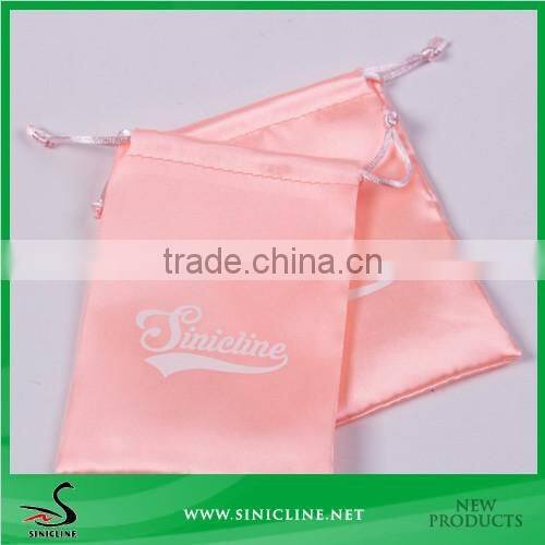 Sinicline pink color satin drawstring pouch for packing
