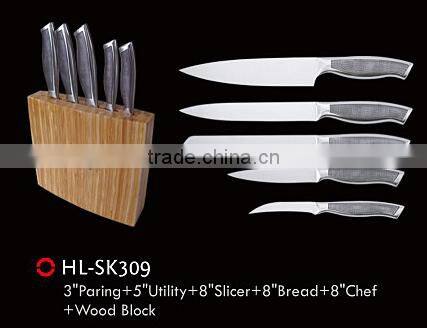 Kitchen knife set with wood handle