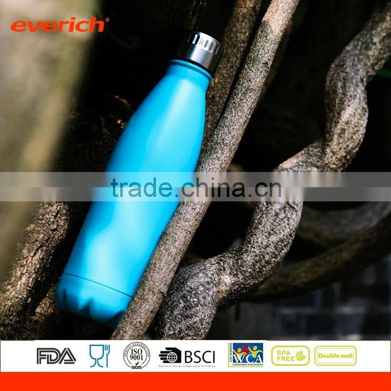 Double Wall Stainless Steel Vacuum Insulated Water Bottle with Cola Shaped Powder Coating