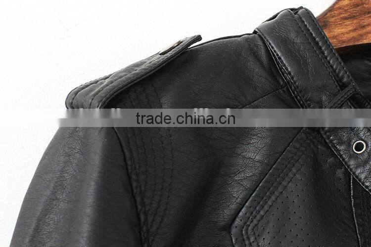 Classic fashion women's pu leather jacket design in 2014