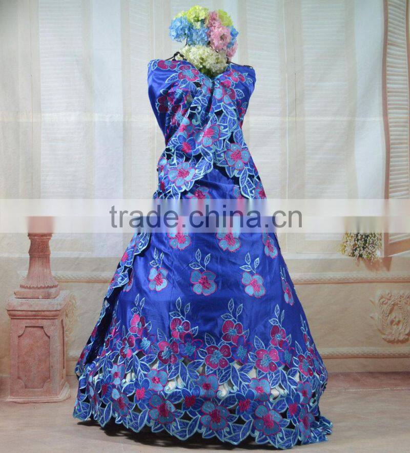 Elegant George silk wrappers 2015 /silk George party dress with beautiful followers