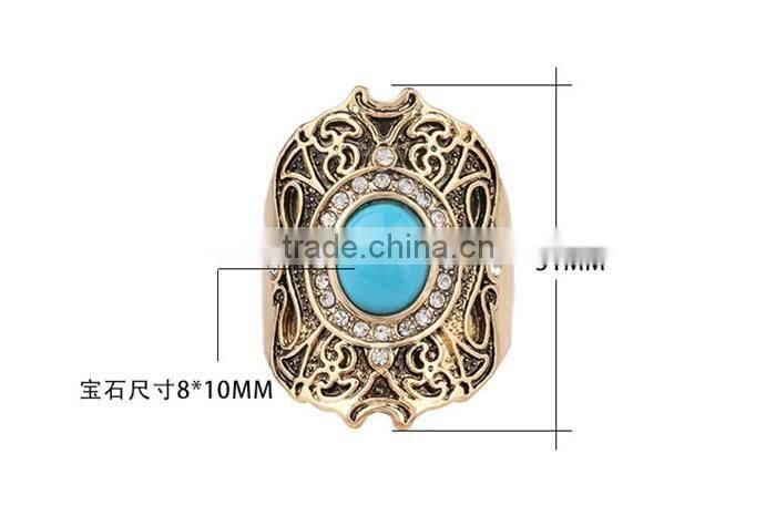 Best selling 1 dollar product gold plated zinc alloy resin single stone finger ring