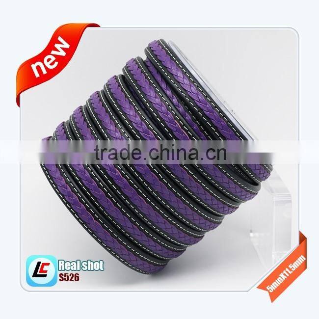 14mm Width and 6mm Thick Black Flat Braided Leather Cord High Quality