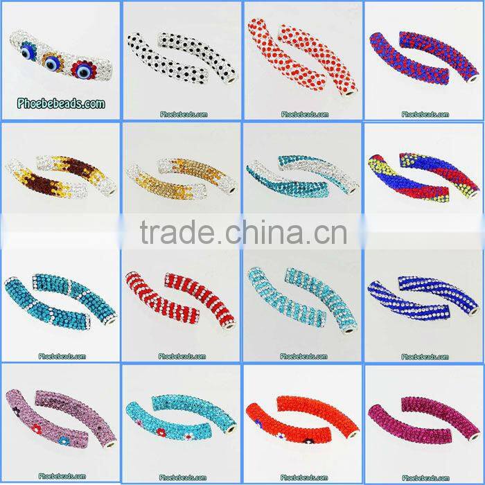 Alloy Rhinestone Connector Charms Wholesale Clay Pave Crystal Rhinestone Tube Beads Bar Jewelry Findings CTB-049