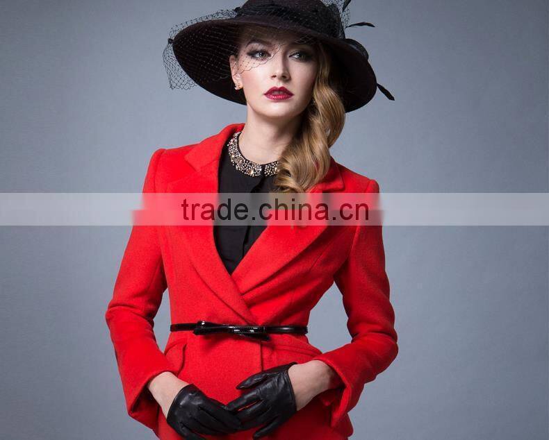 women red fashion elegant wool formal uniform for autumn /winter
