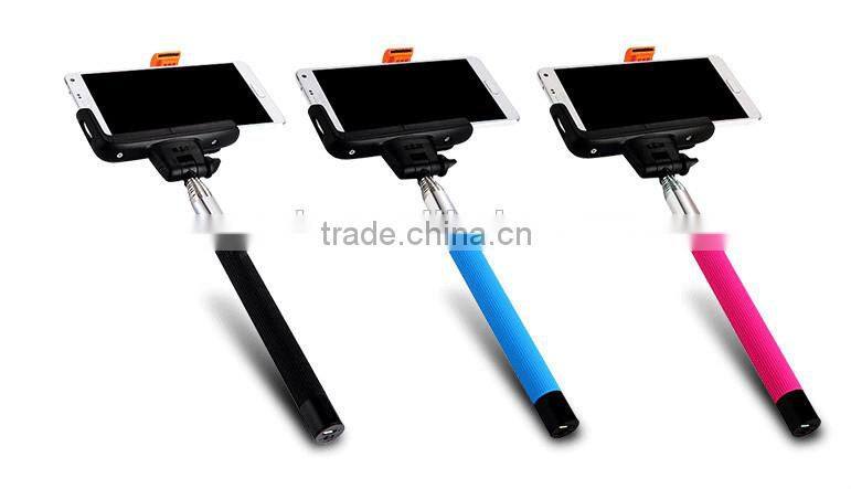 2-In-1 Self-portrait Monopod Extendable Selfie Stick with built-in Bluetooth Remote Shutter With Adjustable Grip Holder