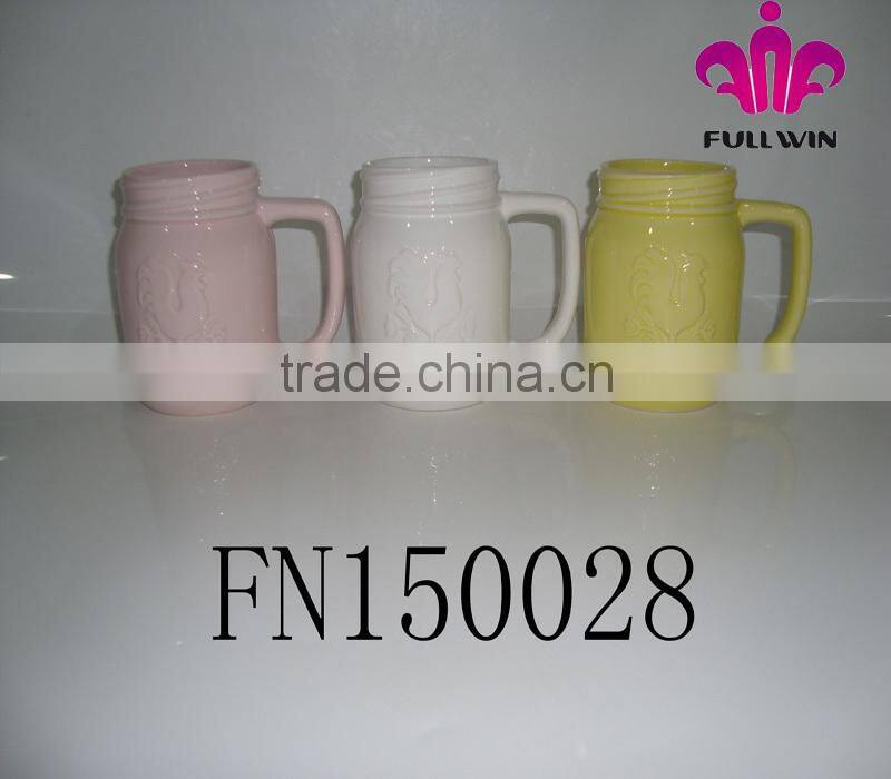 Multi color ceramic mug with rooster design