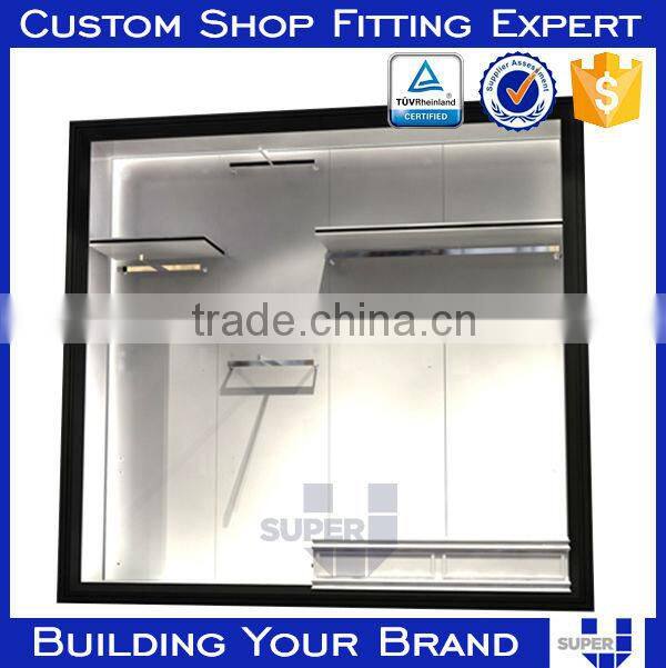 Tailor made display cabinet wood with hardware decorative iron brackets