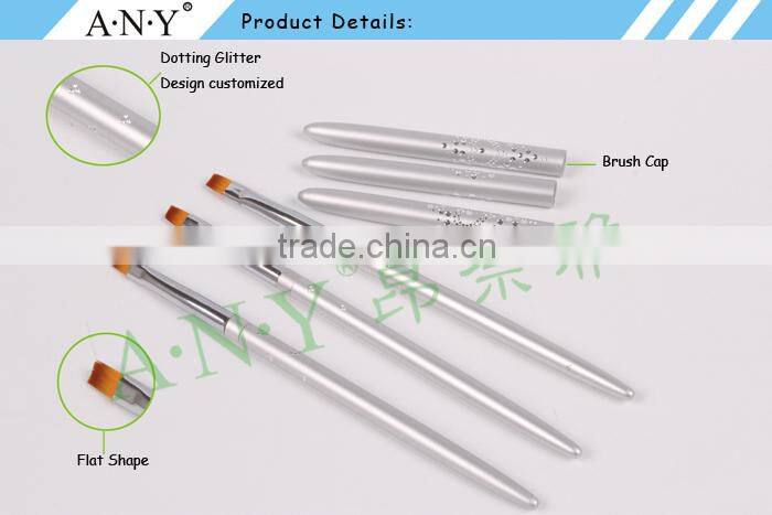 ANY Nail Art Crystal UV Gel Builder Using Metal Handle Flat Nail Brush UV Gel Beauty