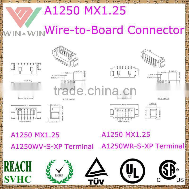 1.25mm pitch A1250 MX1.25 Electronic Wire to Board Connector