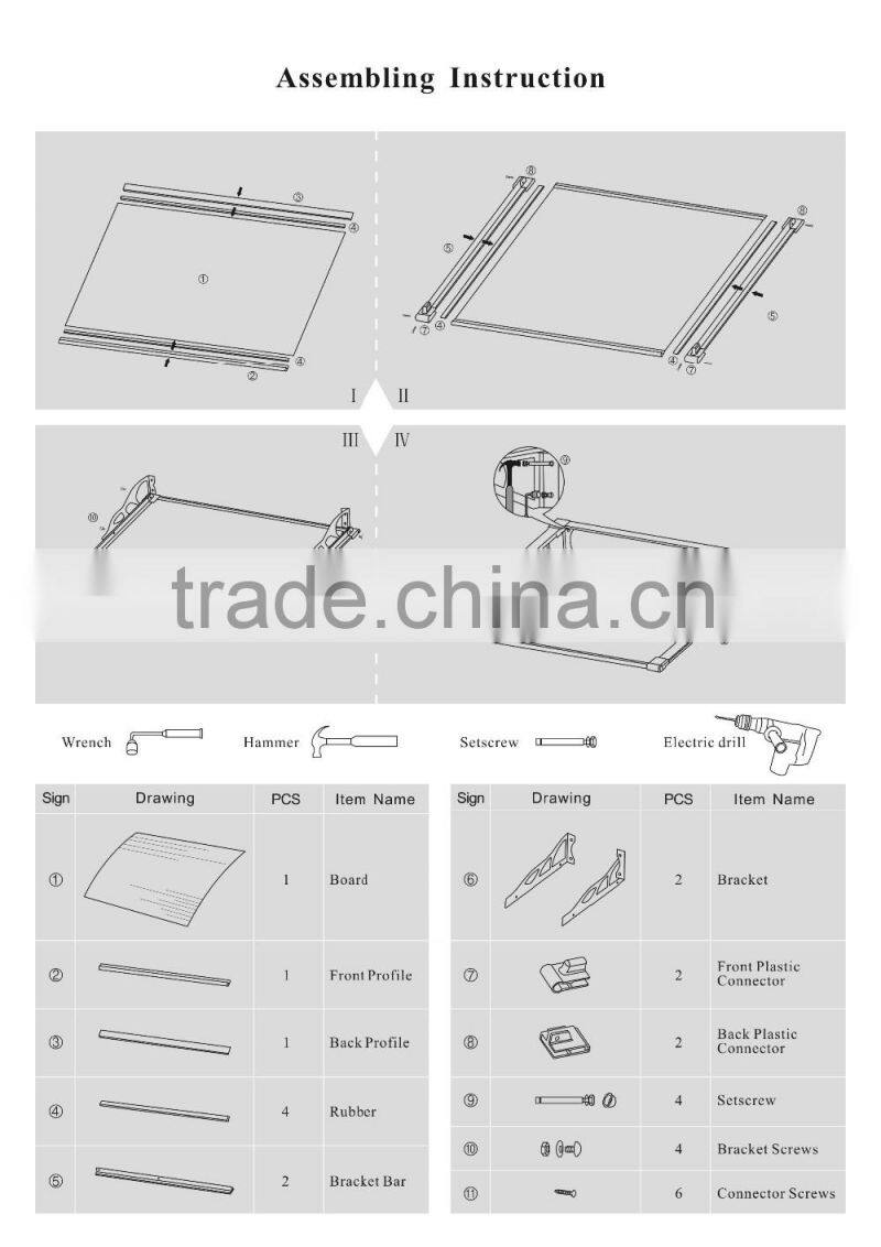 2016 new Euro design outdoor polycarbonate plat iron canopy