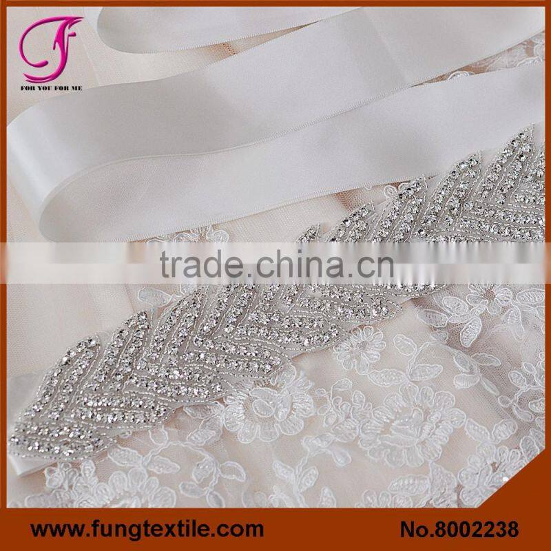 FUNG 8002238 New 2016 Fashion Crystal Beaded Sash Diamond Weddding Accesories Sash,Wedding Sash Belt