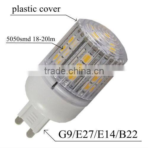 Led Corn Light 5050smd G9 230V AC plastic cover safty