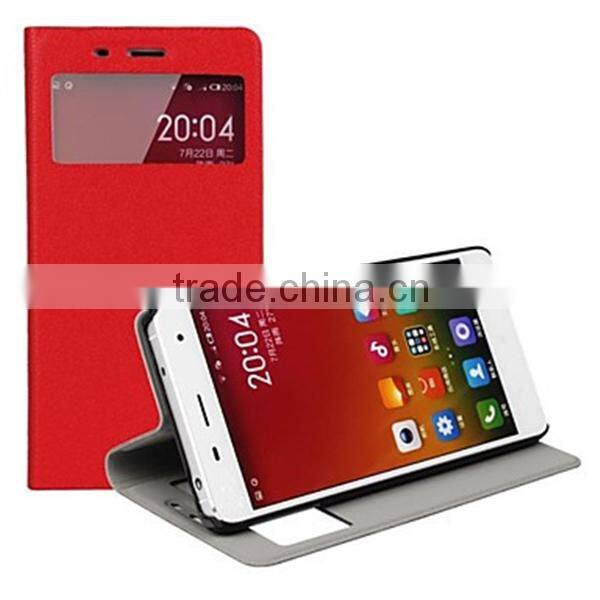 Ultrathin Solid Color Visual Window Design PU Leather Full Body Case with Stand Case for Xiaomi Mi4