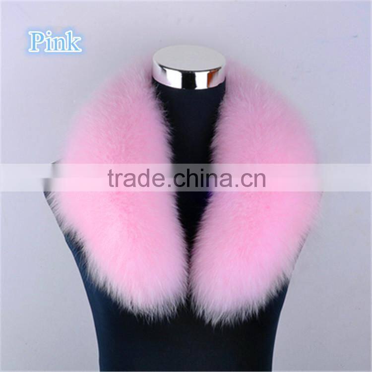 Popular Real Whole Skin Black Fox Fur Accessories Collar For Down Jacket