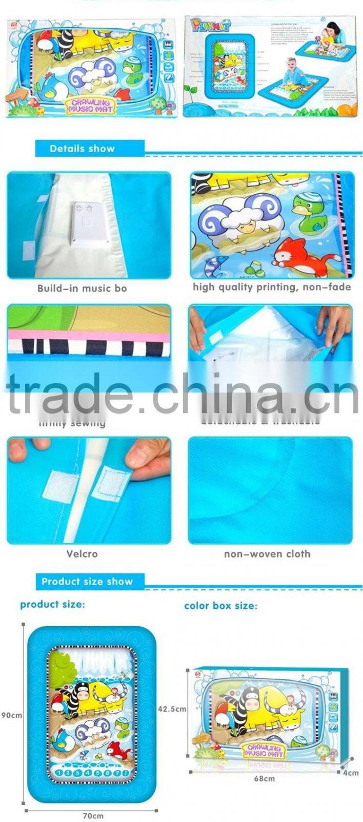 Non-toxic washable musical baby play blanket educational toy for sale