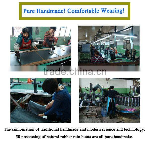 2016 New Design rubber rain boot women Blackish green fashion boot with white shoelace