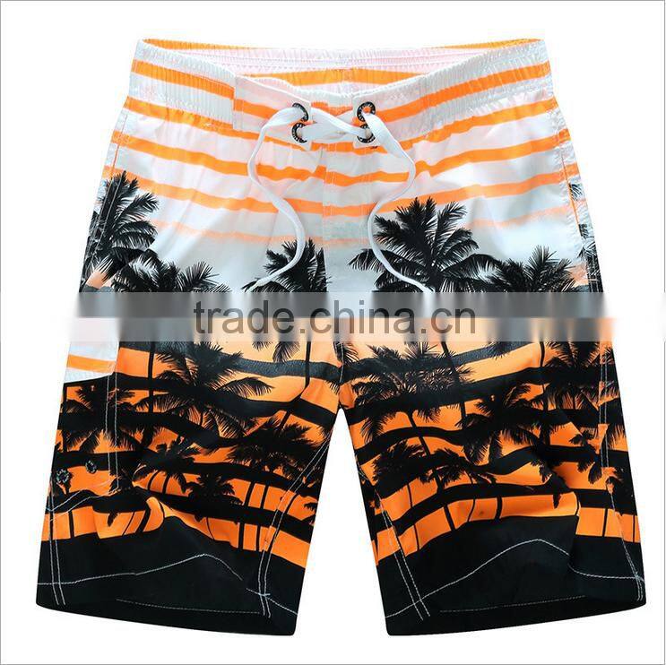 Daijun OEM new design cheap polyester stripe palm beach shorts hot sale blank board shorts