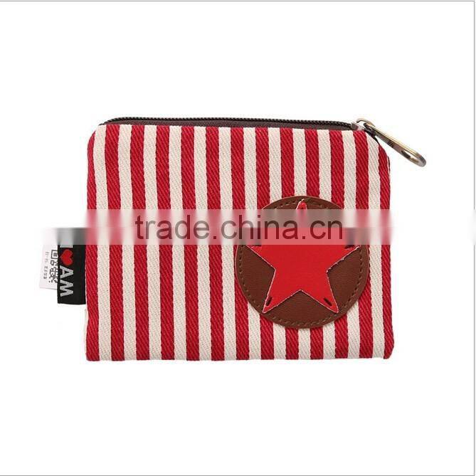 Canvas stripe coin purses wholesale small cheap purses