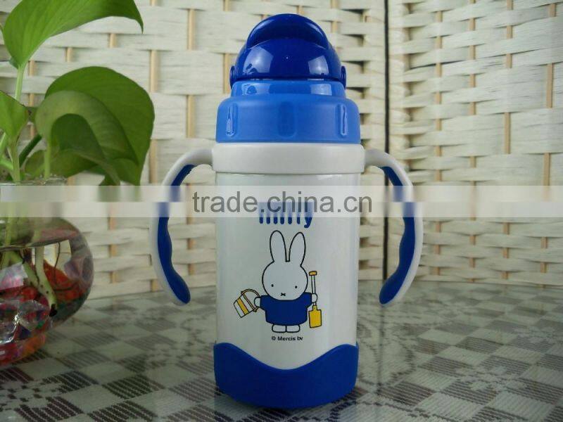 hard Plastic Stainless Steel Children vacuum cups with straw