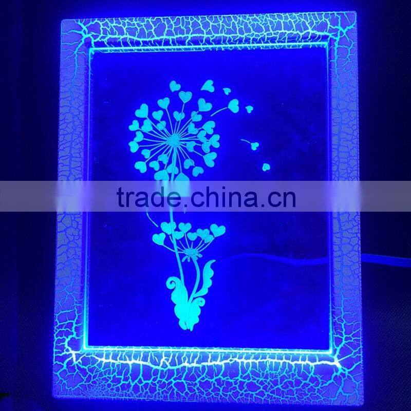 Valentine's Day Gift 3D Photo Frame LED 7 Colors Flashing Flower Desk Night Light
