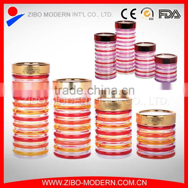 Colorful Glass Food Container Set 4 Custom Cookie Jar Decorative Airtight Glass Jar