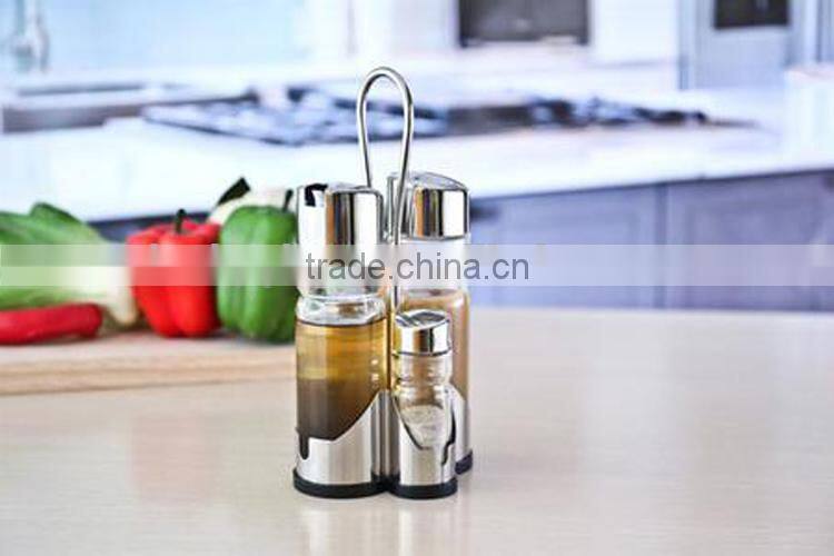 4pcs/set spice and oil glass bottle set with metal stand