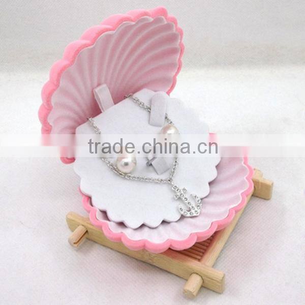 Velvet shell shape box shell ring box velvet packaging box ring box
