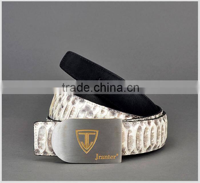 Luxury Genuine Python Snake Skin Belt for Men Black and White Stainless Steel Buckle