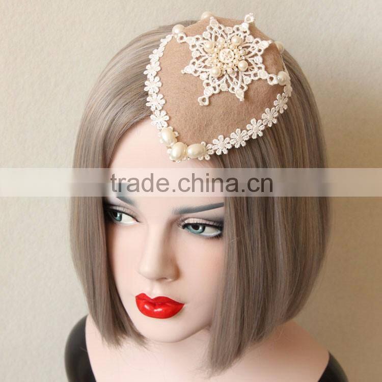 MYLOVE small lady mini top hat beige snow flake hat
