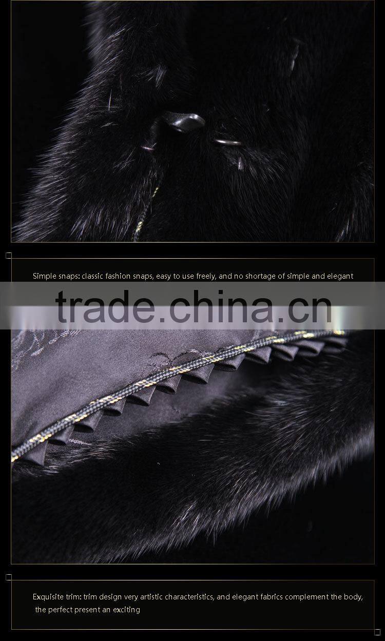 wholesale long black leisure mink women winter fur coat