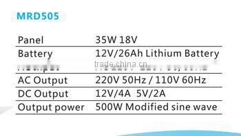 All in one solar inventer with 35W solar panel 12V 26Ah lithium battery system