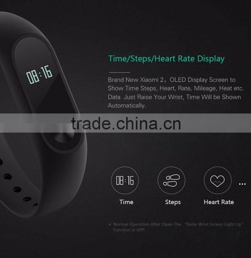 2016 New Original Xiaomi MiBand 2 mi band 2 Wistband Bracelet with Smart Heart Rate Fitness Touchpad OLED Screen